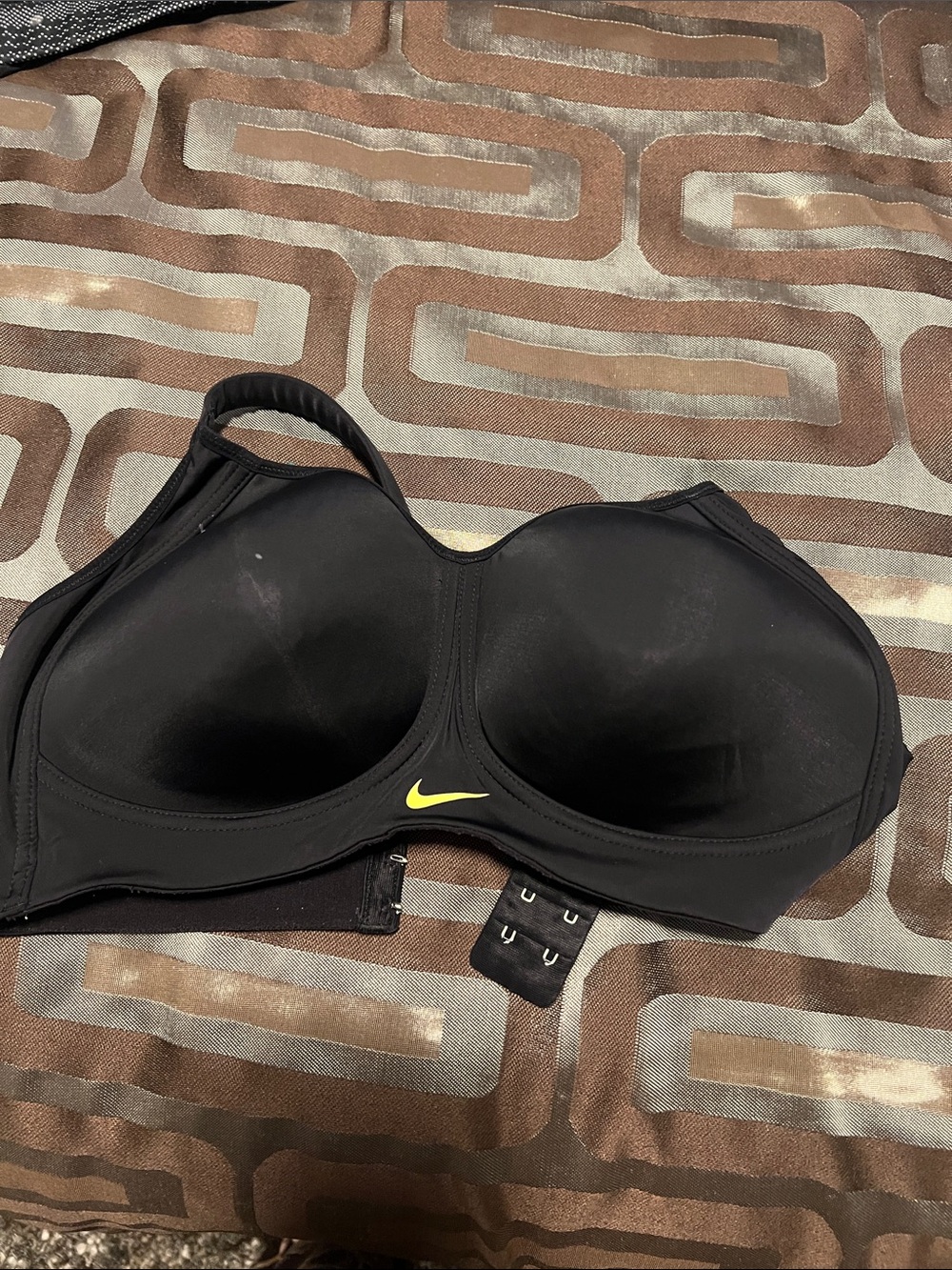 Nike Black High-Support Sports Bra with Yellow Swoosh